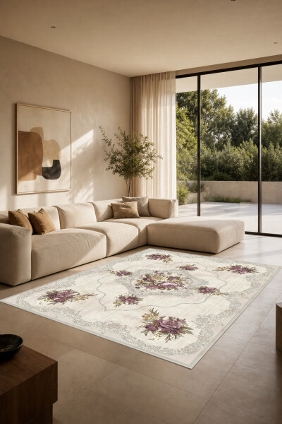 Çok Buketli Vintage Gül Dekoratif Halı