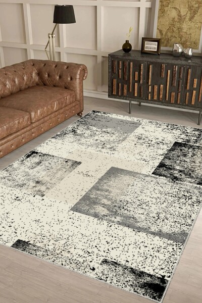 Vintage Distressed Geometrik Blok Halı