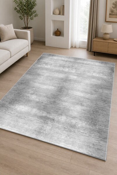 Açık Gri Beyaz Bulutumsu Tie-Dye Sade Düz Zemin Minimalist Büyük Salon Halısı