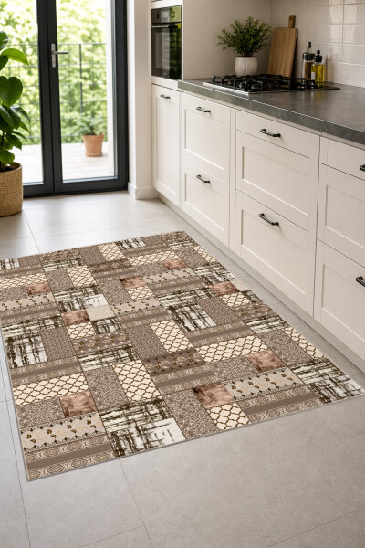 Eskitme Patchwork Mutfak Halısı