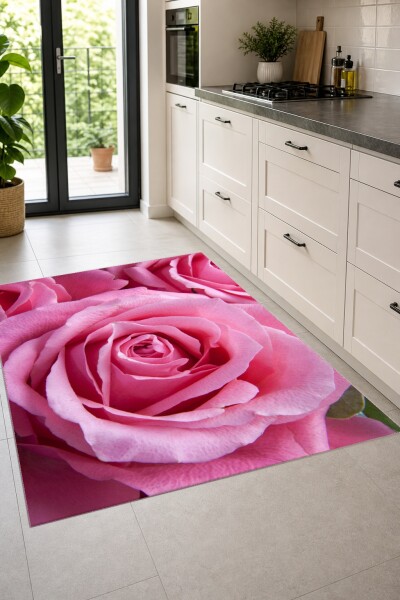 Pembe Güller Makro Dekoratif Salon Halısı – Romantik Yumuşak Zarif