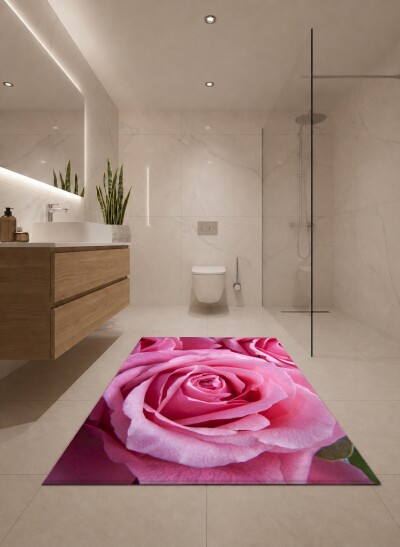 Pembe Güller Makro Dekoratif Salon Halısı – Romantik Yumuşak Zarif