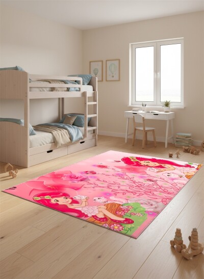 Pembe Peri Kız Çocuk Odası Halısı